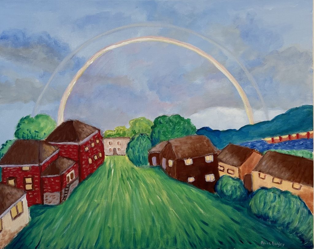 Rainbow Over Houses - Anne's Original Art
